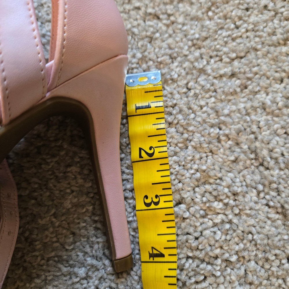 I.D. Required Pink Clear Strap Stiletto Sandals Ankle Strap Square Toe Heels 8.5 - Picture 7 of 7